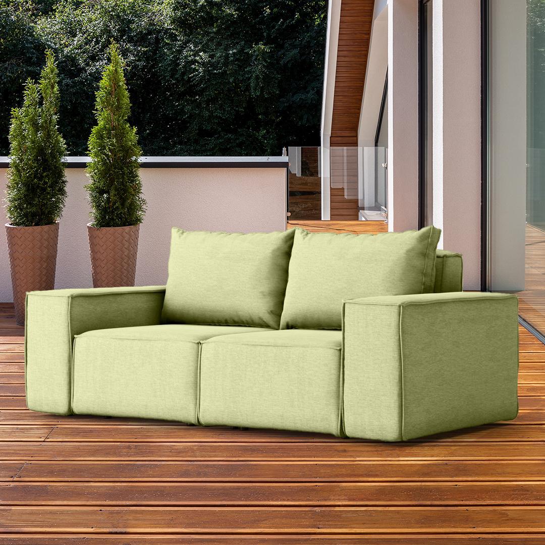 Sofa ogrodowa SONNE 180x73x88 cm dwuosobowa wodoodporna UV + 2 poduszki na taras do ogrodu zielona 1 Full Screen