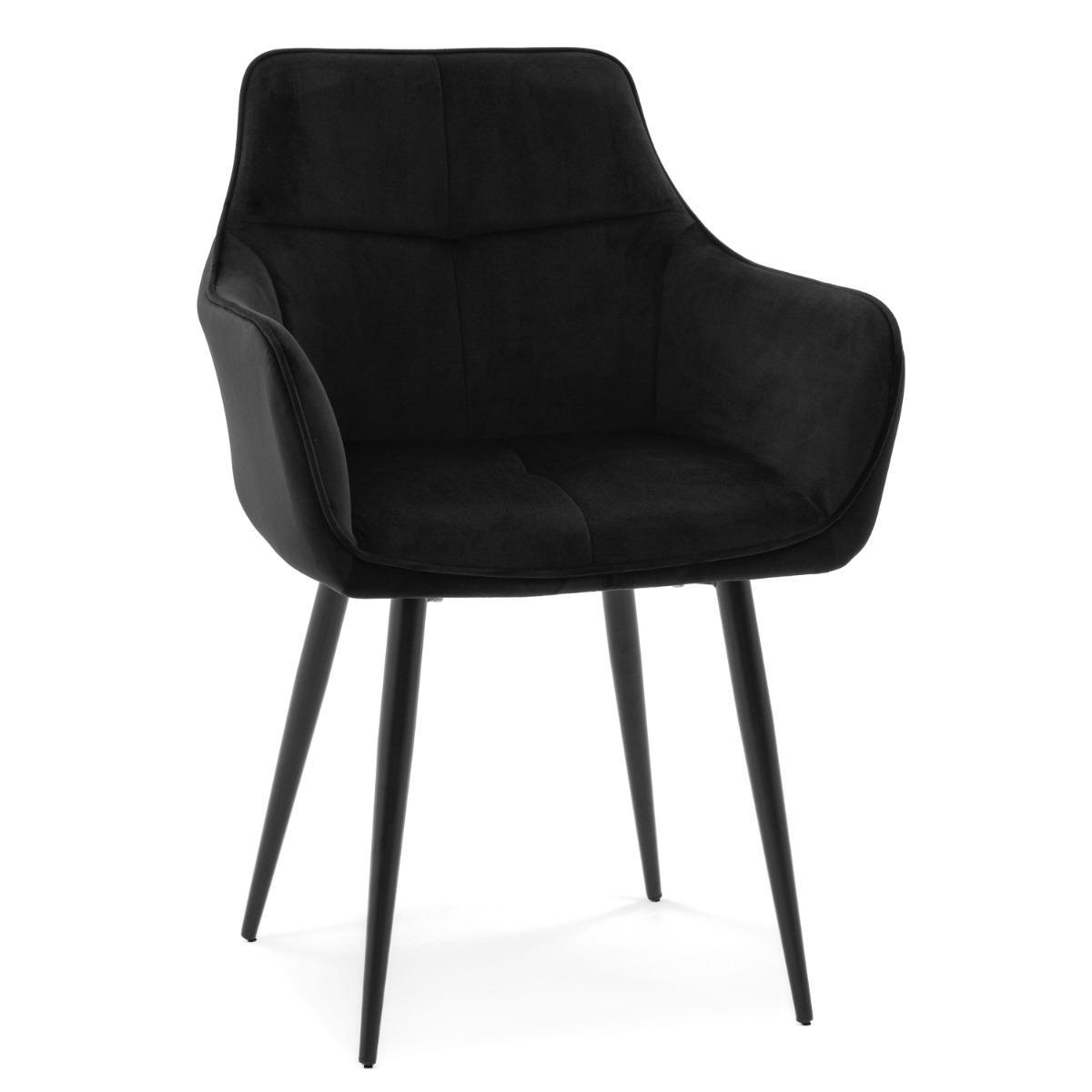 Krzesło QUATTRO w kolorze czarnym tapicerowane welurowe velvet aksamit do jadalni lub salonu  nr. 4