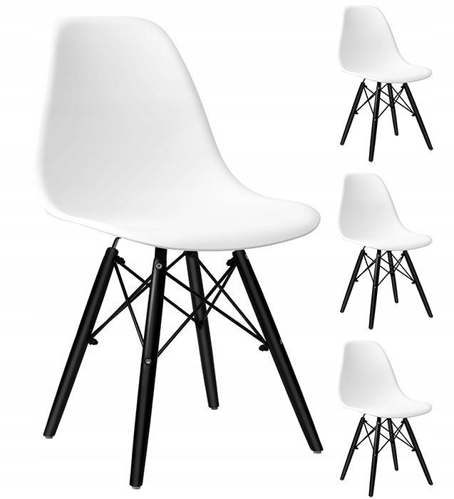 Zestaw 4 szt krzeseł 46x82x53 cm nowoczesne milano black dsw białe, nogi czarne do jadalni lub salonu nr. 1