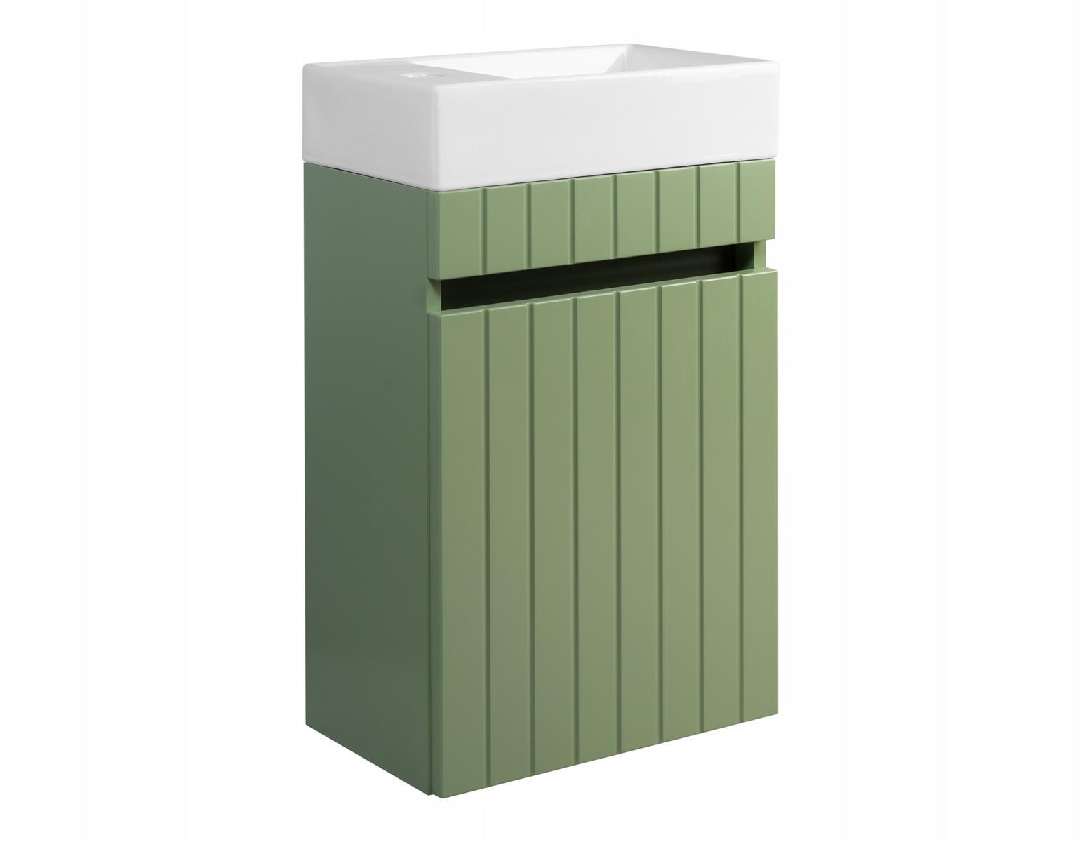 Szafka łazienkowa z Umywalką 40 cm zielona Wisząca frezowany front MDF do łazienki  3 Full Screen