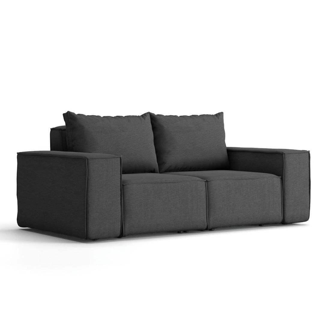 Sofa ogrodowa SONNE 180x73x88 cm dwuosobowa wodoodporna UV + 2 poduszki na taras do ogrodu grafitowa 0 Full Screen