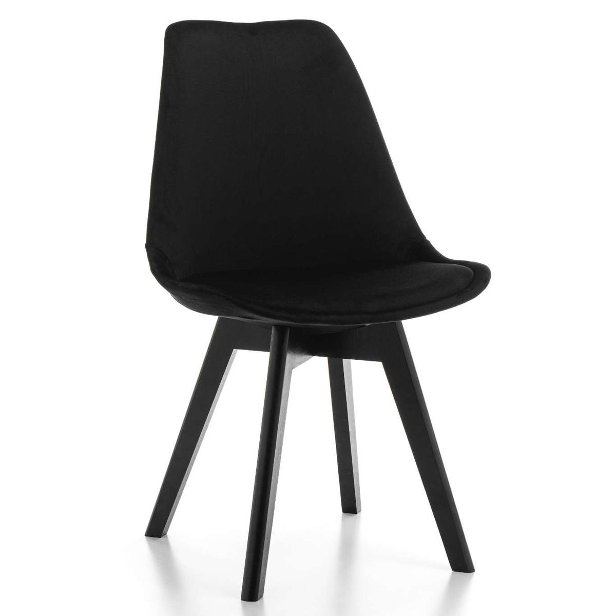 Krzesło DUBLIN czarne welurowe czarne nóżki z poduszką do jadalni lub salonu nr. 1