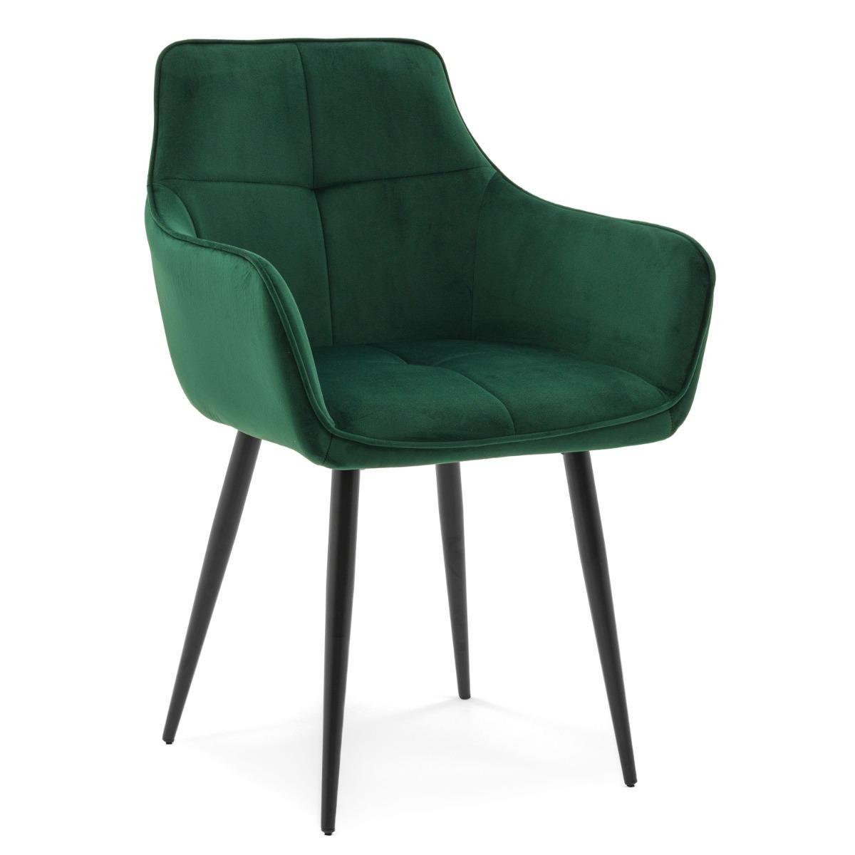 Krzesło QUATTRO w kolorze zielonym tapicerowane welurowe velvet aksamit do jadalni lub salonu  0 Full Screen