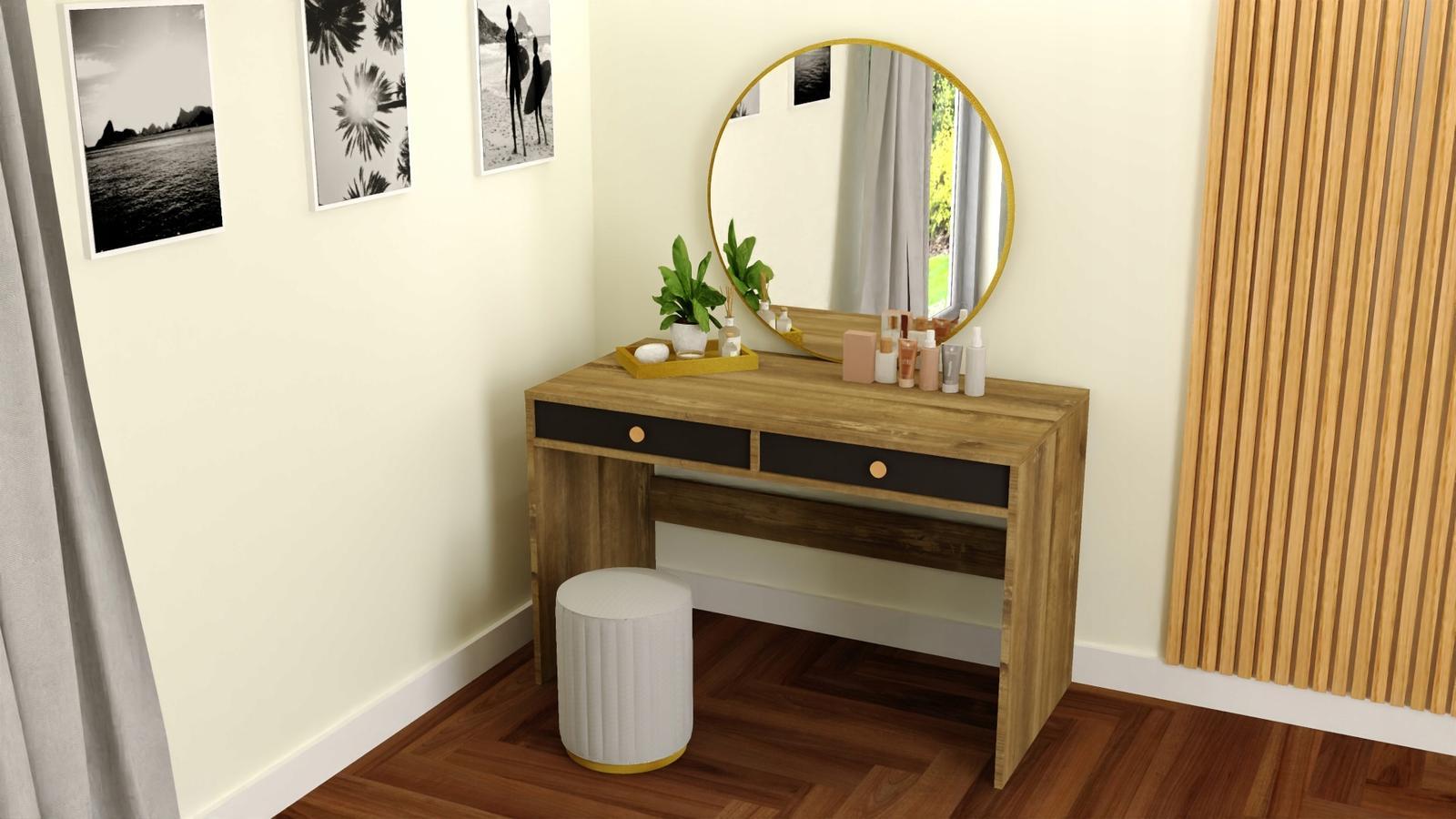 Toaletka biurko MONODIS 120x75x50 cm do sypialni drewno retro fronty czarne  nr. 2