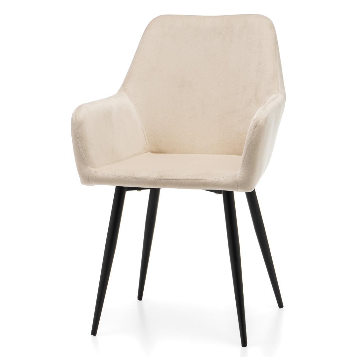Krzesło IVO 55x88x56 cm tapicerowane welurem pikowane do jadalni lub salonu beżowe nr. 3