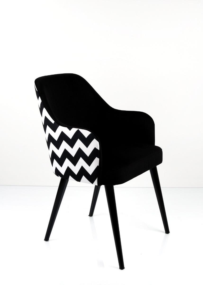 Krzesło tapicerowane KR-9 53x83x49 cm DELUXE Zygzak Classic 01 do jadalni czarno-białe nr. 3