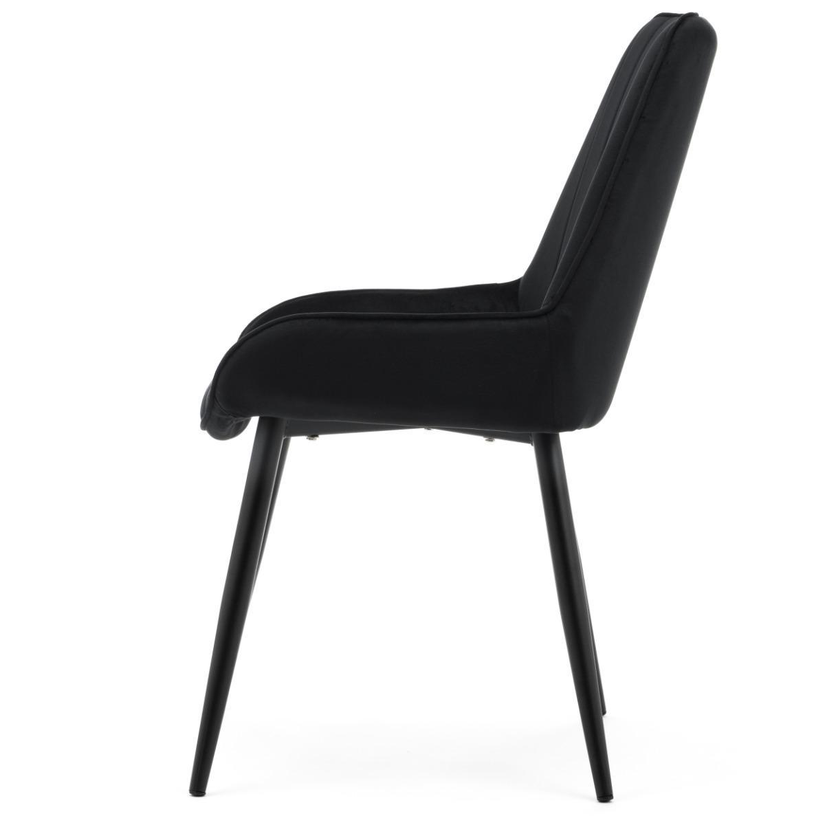 Krzesło LUCA czarne tapicerowane welurem czarne nóżki do jadalni lub salonu 4 Full Screen