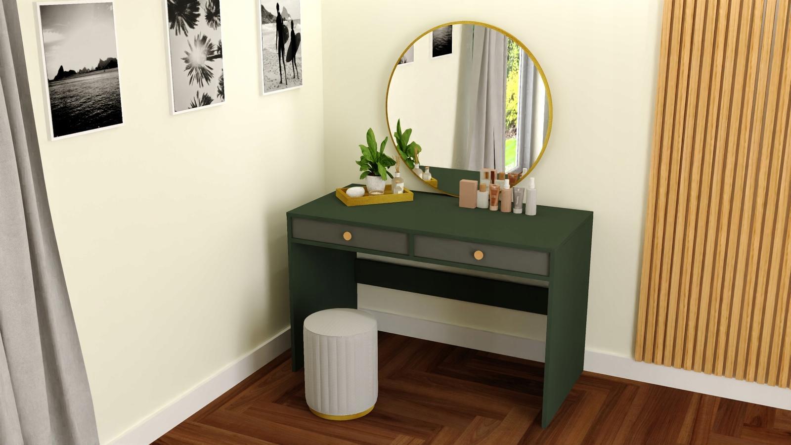 Toaletka biurko MONODIS 120x75x60 cm do sypialni butelkowa zieleń front szary nr. 2