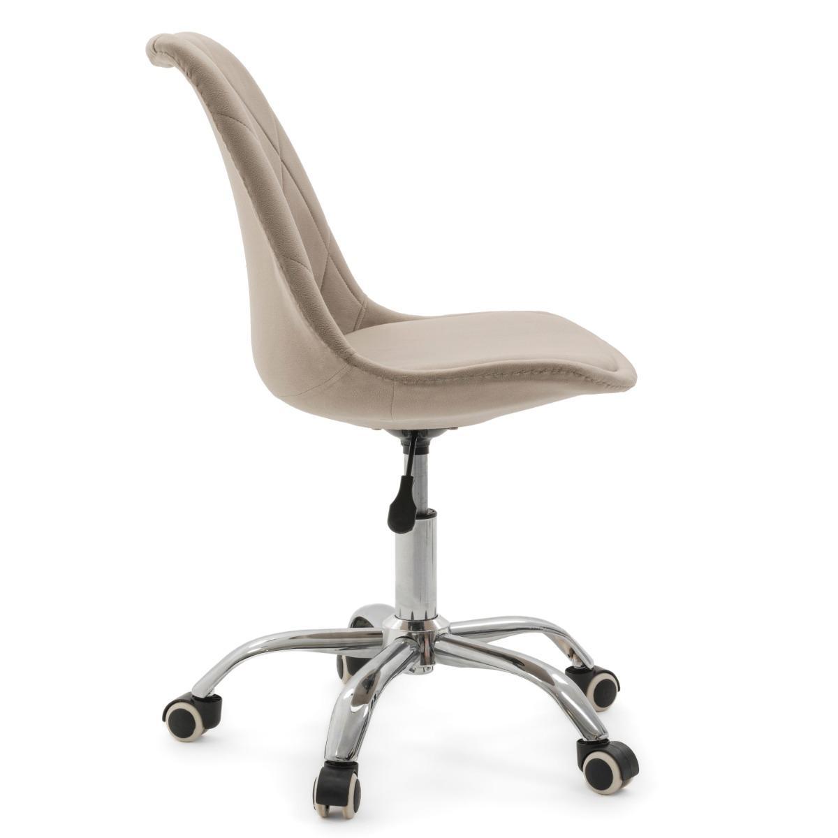 Krzesło do biurka DUBLIN biurowe krzesło obrotowe welurowe z poduszka do pokoju biura ciemnobeżowe nr. 7