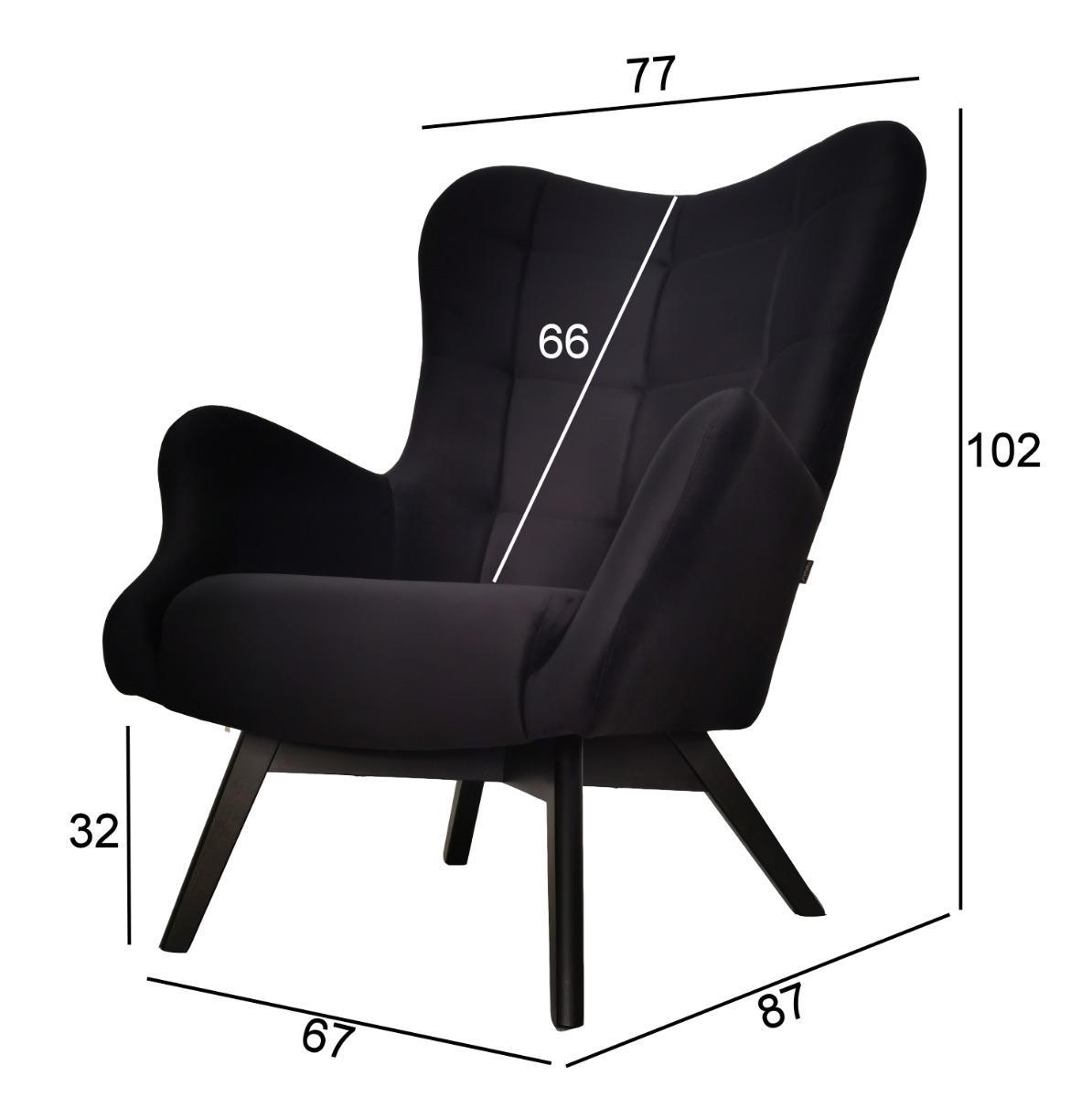 Fotel skandynawski ETERNO 77x102x87 cm czarny z czarnymi nogami do salonu  nr. 5