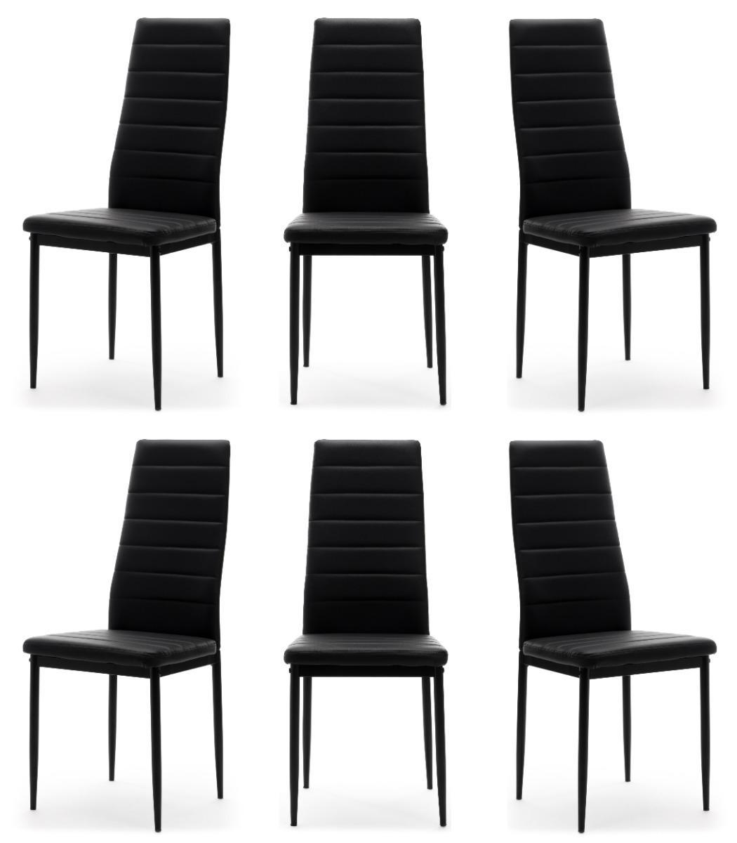 Zestaw 6 szt krzesło FADO czarne tapicerowane ekoskóra do jadalni lub salonu nr. 1