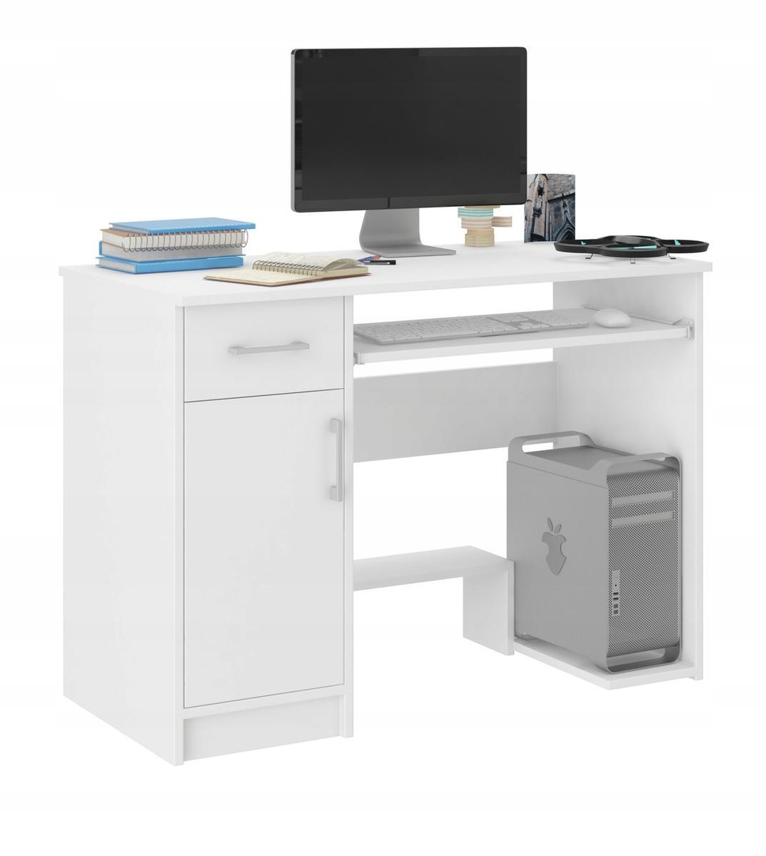 Biurko MODERN 90x50 cm białe z szafką i szufladą klasyczne do biura  0 Full Screen