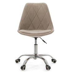 Krzesło do biurka DUBLIN biurowe krzesło obrotowe welurowe z poduszka do pokoju biura ciemnobeżowe - Miniaturka zdjęcia nr 2