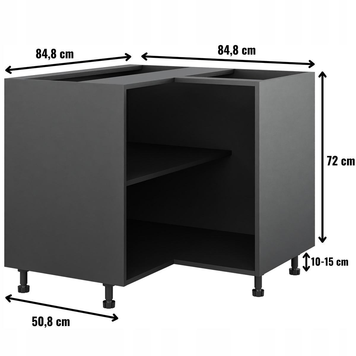 Korpus szafka kuchenna dolna narożna 85x82x50,8 cm z akcesoriami czarny nr. 2