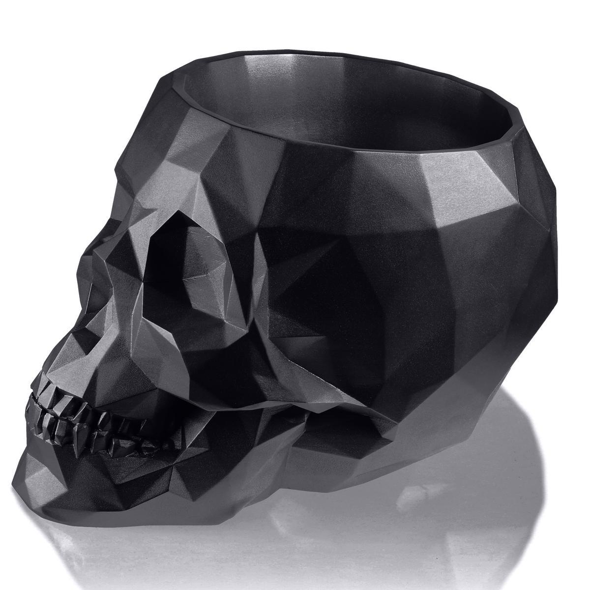 Donica Skull Low-Poly Black Metallic Poli 24 cm nr. 3