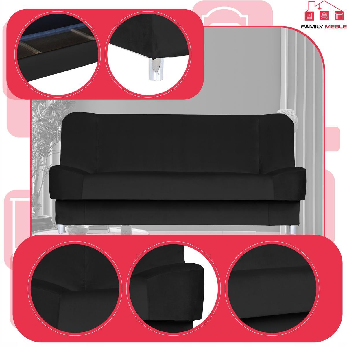 Wersalka SARA 200x95 cm czarna rozkładana kanapa z pojemnikiem sofa do salonu Royal nr. 4