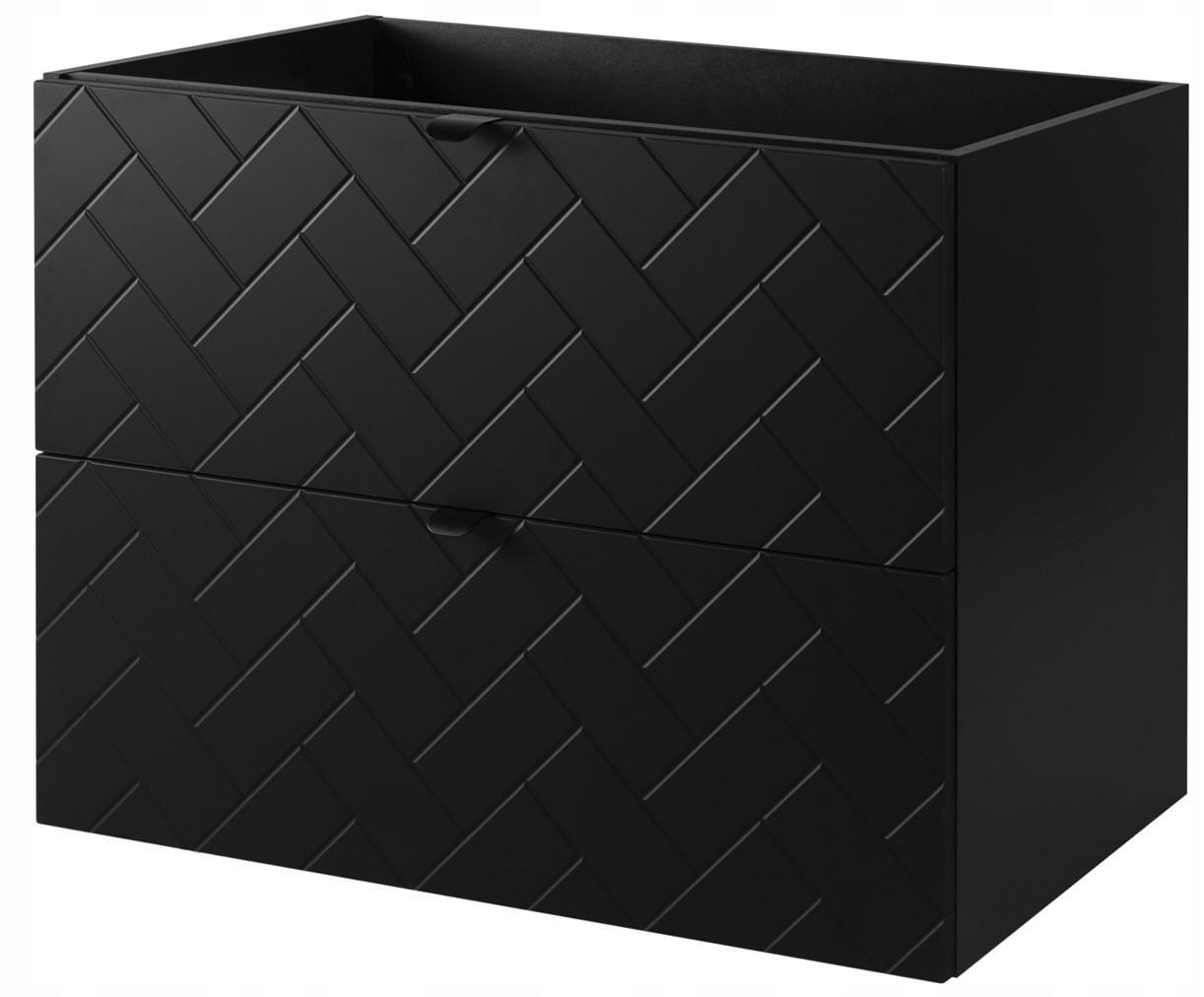 Szafka Łazienkowa MADIS 80 cm pod umywalkę wisząca frezowane szuflady czarna uchwyt czarny nr. 1