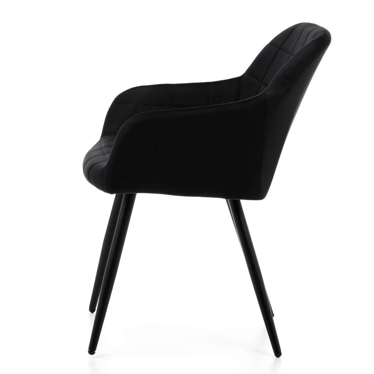 Krzesło ORTE czarne tapicerowane welurowe pikowane do jadalni lub salonu nr. 6