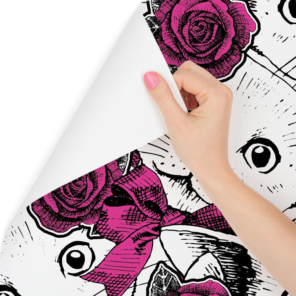 Tapeta – Koty i róże, styl abstrakcyjny  nr. 1