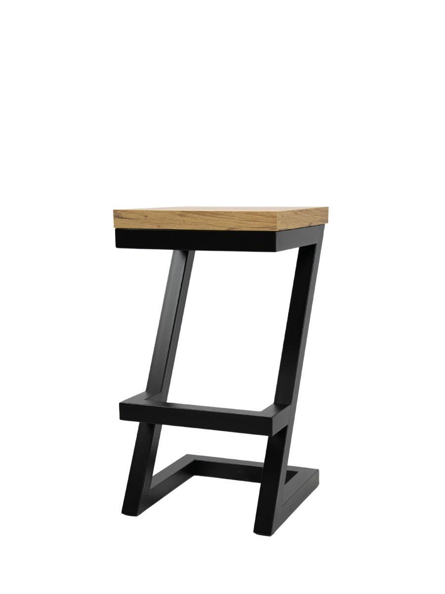 Hoker krzesło barowe 35x65x35 cm loftowy industrialny dąb craft złoty do kuchni baru nr. 3