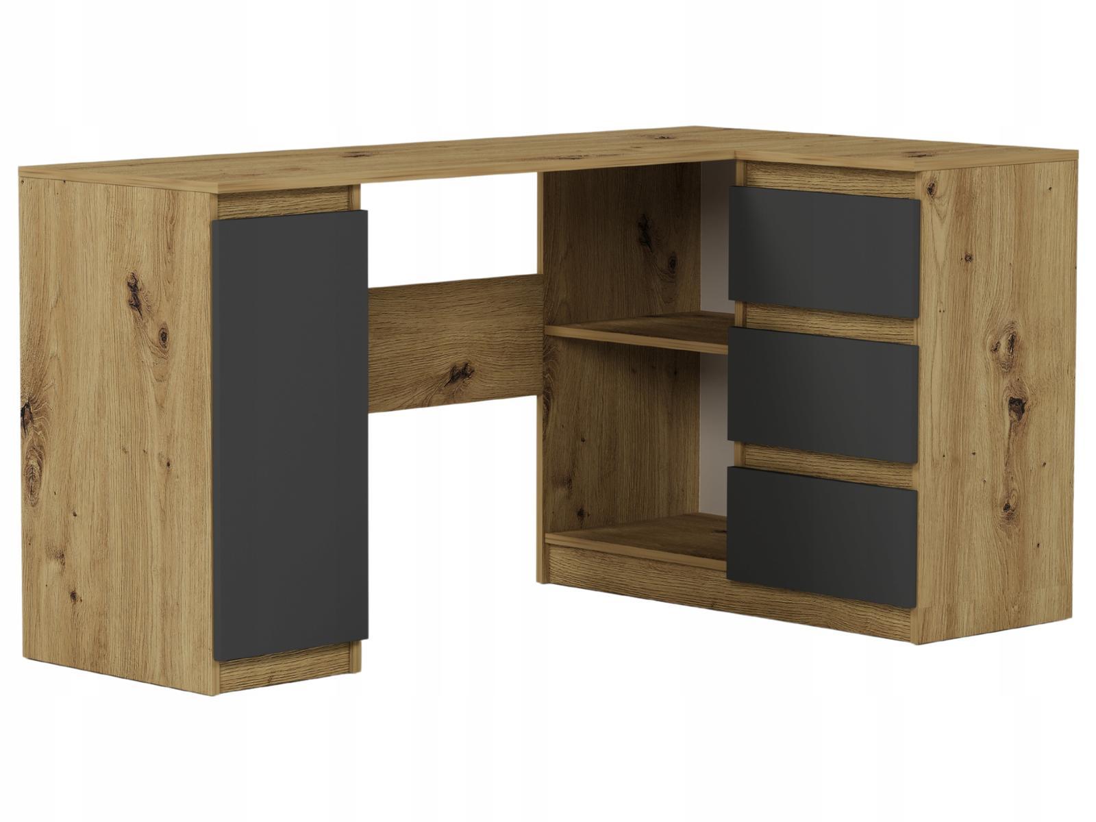 Biurko MODERN 150x76x87 cm z szufladami, półkami i szafką do sypialni i salonu antracyt/artisan nr. 1