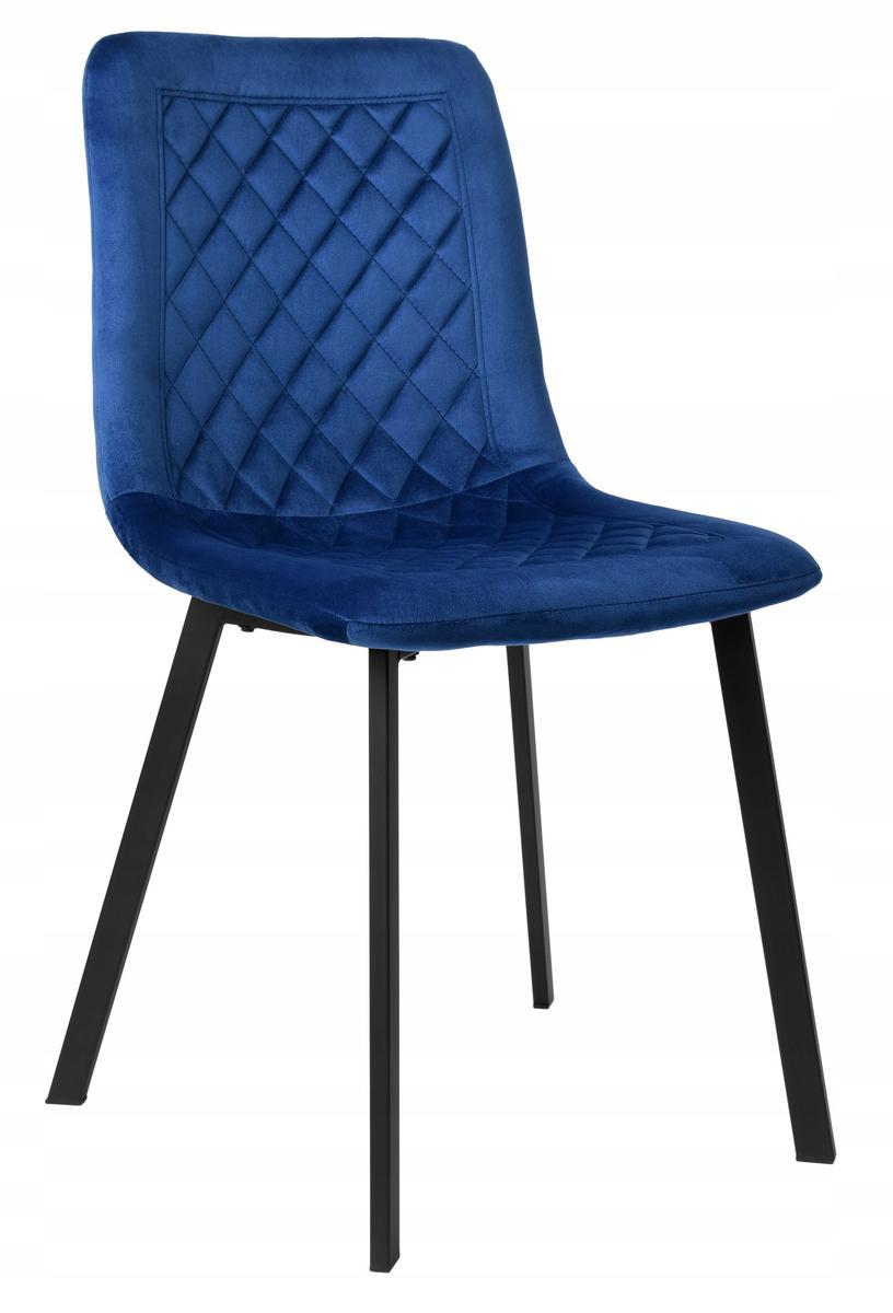 Krzesło welurowe CURTIS VELVET 44x88x41 cm tapicerowane granatowy aksamit czarne nóżki do jadalni lub salonu 1 Full Screen