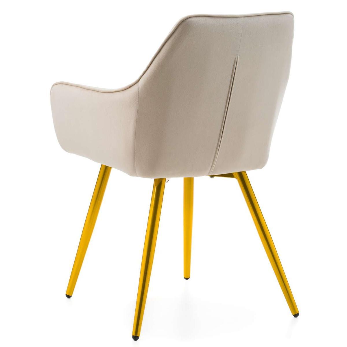 Krzesło VASTO beżowe tapicerowane welurem złote nóżki do jadalni lub salonu nr. 7