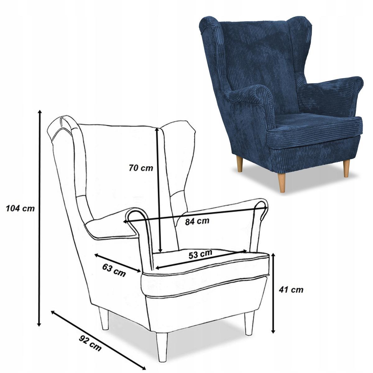 Fotel uszak z podnóżkiem Bonito sztruks niebieski nr. 5