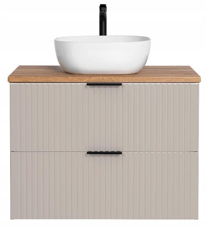 Szafka łazienkowa z umywalką 80 cm ADEL CASHMERE z blatem dąb wotan i szufladami kaszmirowa nr. 2