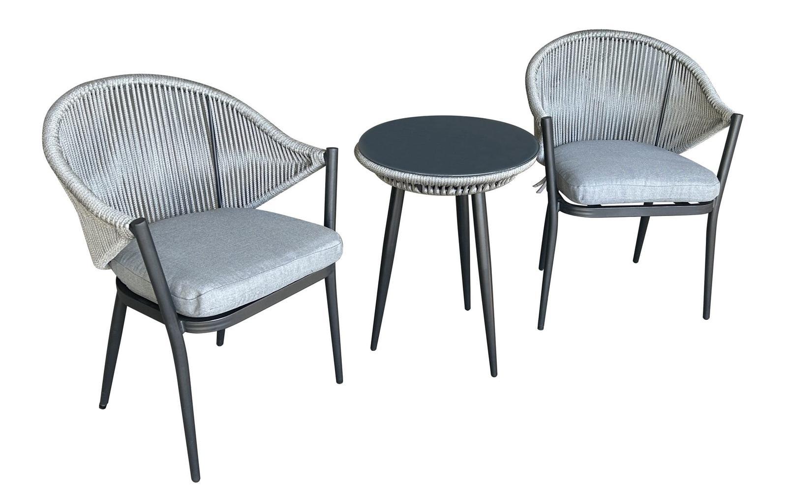 Meble balkonowe z aluminium BREVE 2 fotele i stolik szare do ogrodu nr. 2
