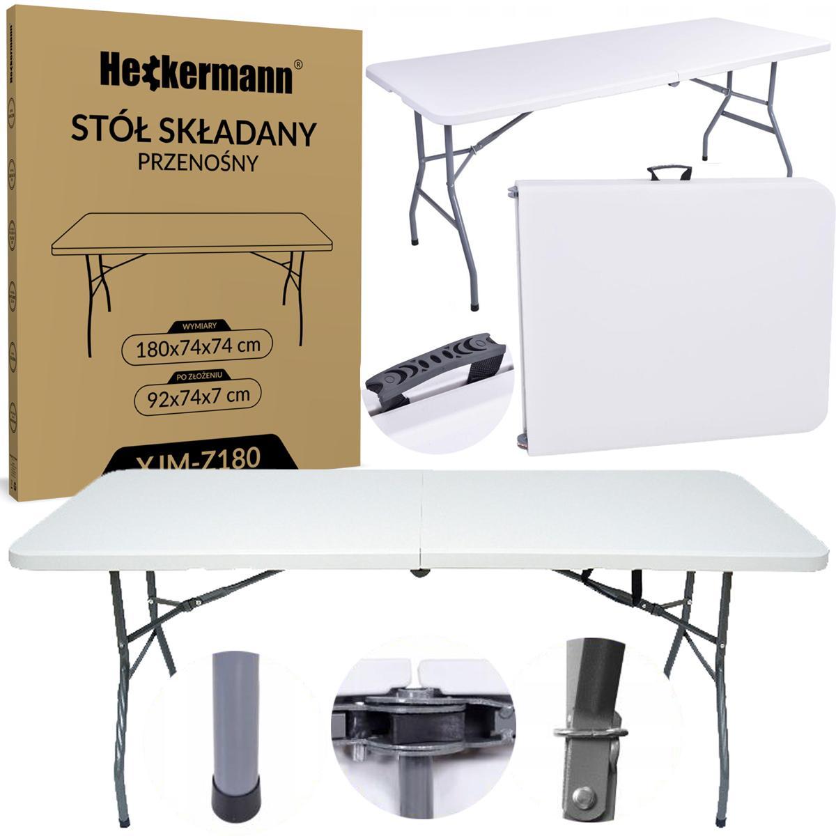 Stół składany cateringowy 180x74cm Heckermann XJM-Z180 Biały nr. 1