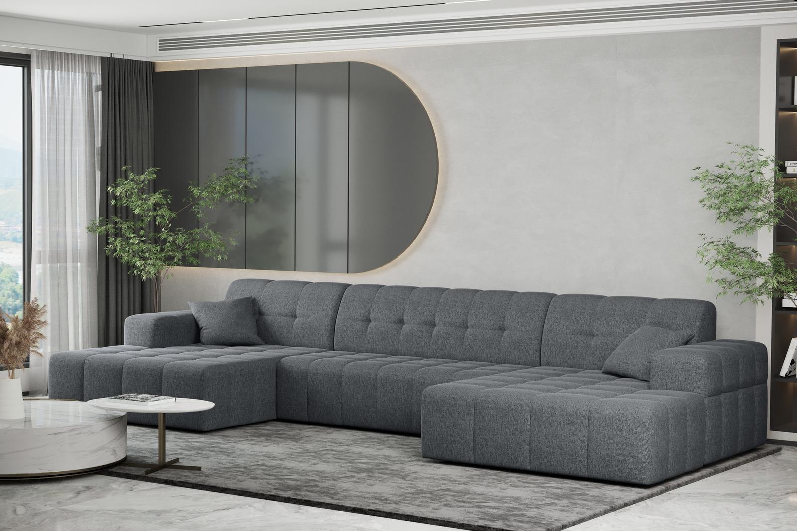 Sofa NIMES 350x82x168 cm bez funkcji spania w kształcie U pikowana do salonu NEVE  ciemnoszara 0 Full Screen