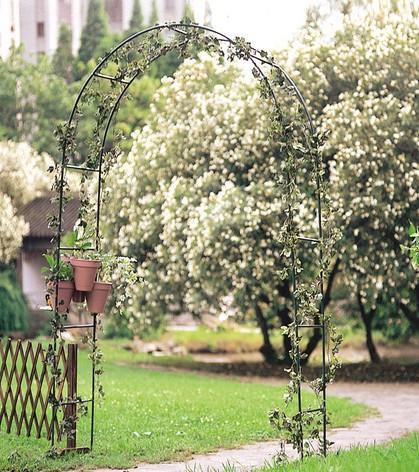 Pergola ogrodowa łuk do róż pnącz kwiaty metalowa 240 cm zielony nr. 5