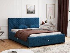Łóżko Loris 180x200 cm welurowe z metalowym stelażem pod materac obicie turkusowe + poduszki do sypialni
