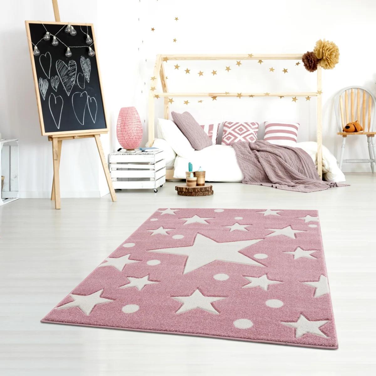 Dywan dziecięcy Estrella Pink 100x160 cm do pokoju dziecięcego różowy w gwiazdy nr. 1