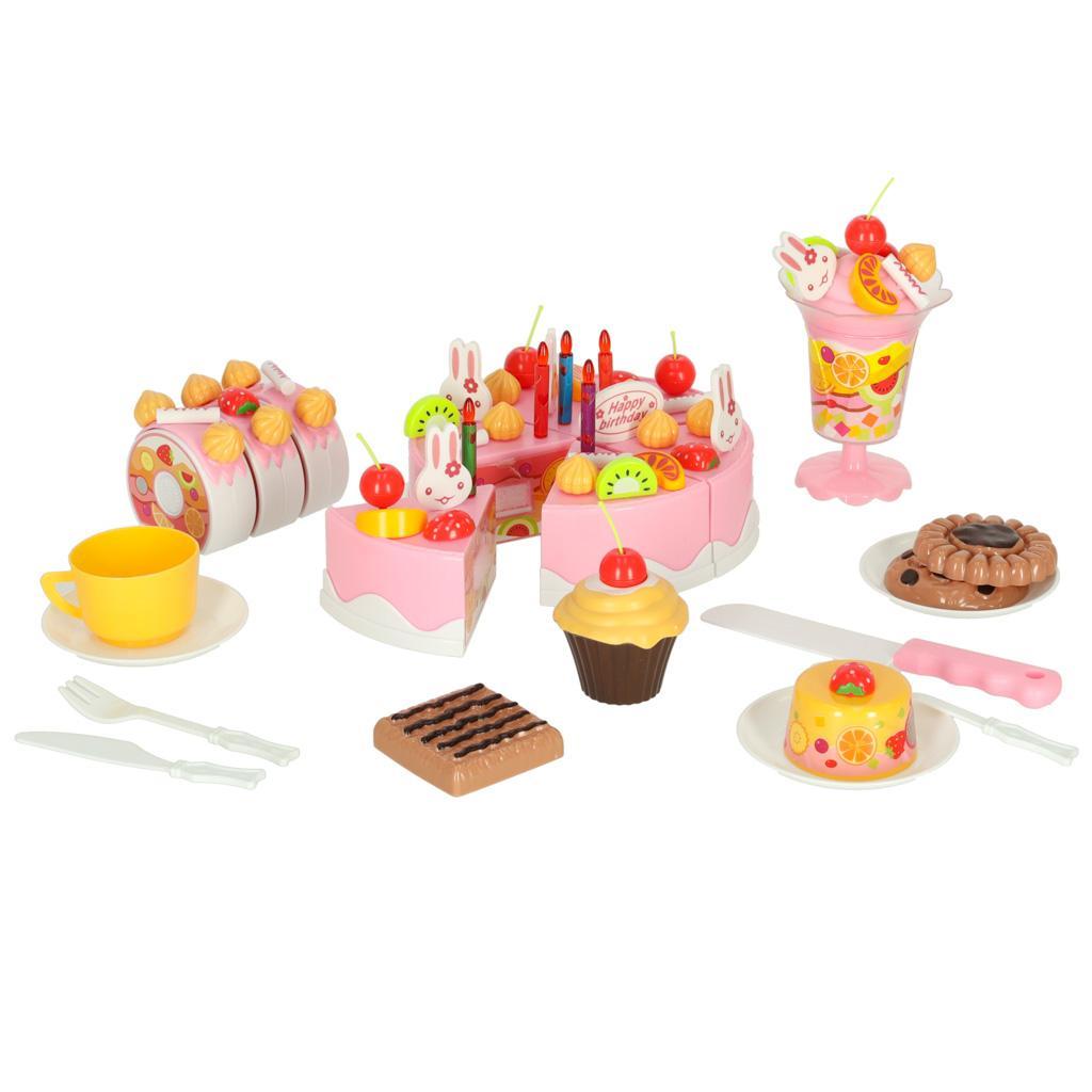 Tort urodzinowy do krojenia kuchnia zabawka dla dzieci 75 elementów różowy 21x10x28cm 5 Full Screen