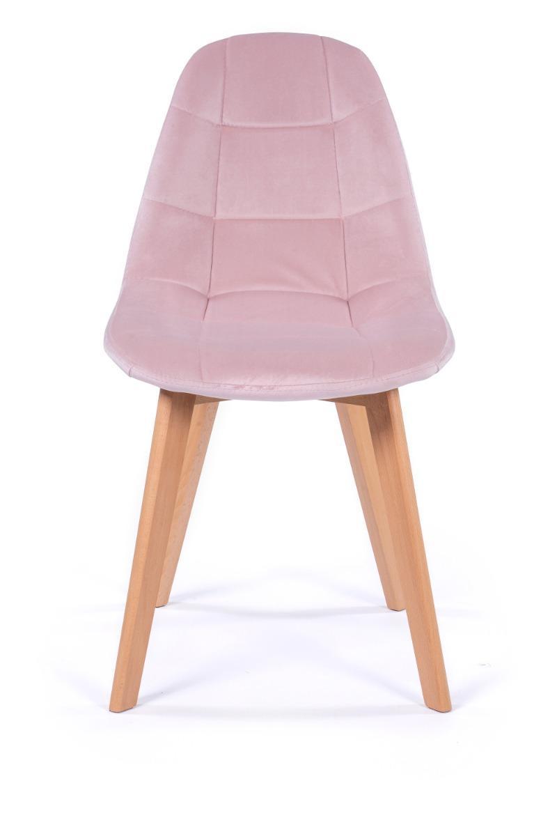 Krzesło tapicerowane skandynawskie welurowe VEGAS różowy 1 Full Screen