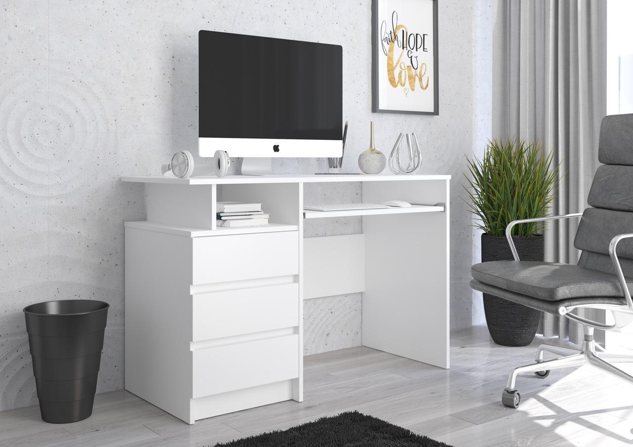 Biurko MODERN 114x50 cm białe z szafką z szufladami do biura  1 Full Screen