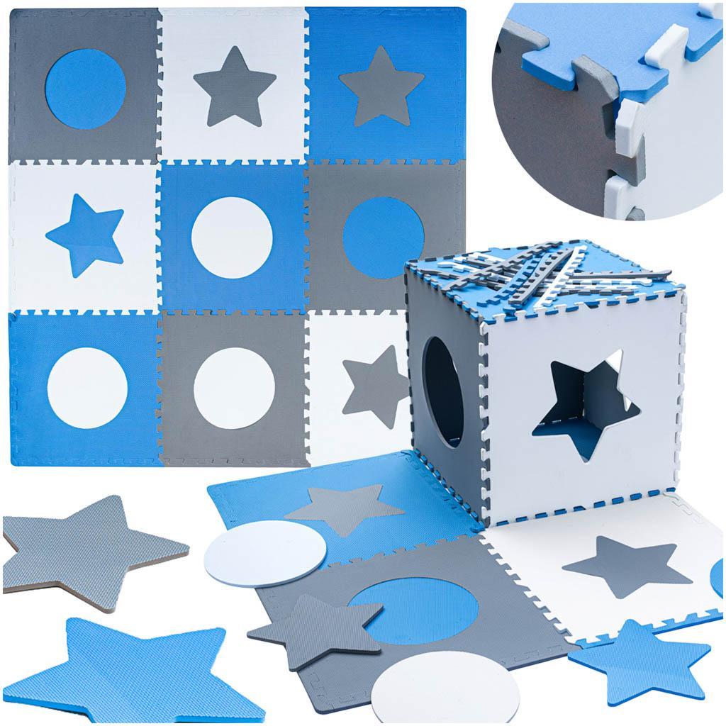 Puzzle piankowe mata dla dzieci 180x180cm 9 elementów szaro-niebieska nr. 1