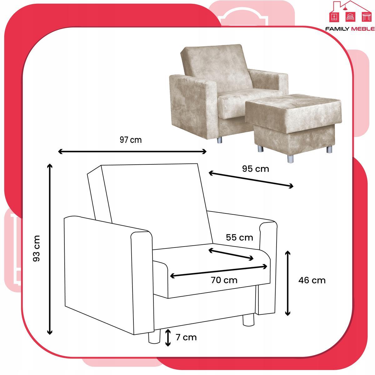 Fotel rozkładany z podnóżkiem Alicja śmietankowy nr. 8