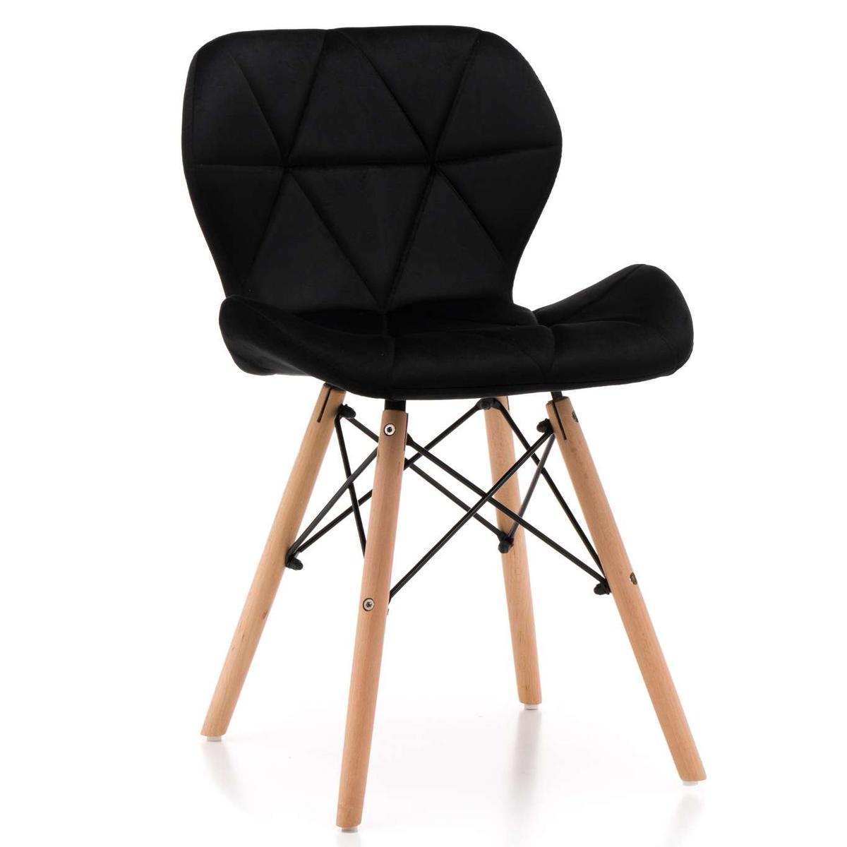 Krzesło DURO czarne tapicerowane welurem pikowane do jadalni lub salonu  nr. 1