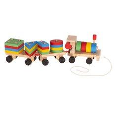 Kolejka pociąg lokomotywa klocki drewniane sorter układanka zręcznościowa 30cm - Miniaturka zdjęcia nr 2