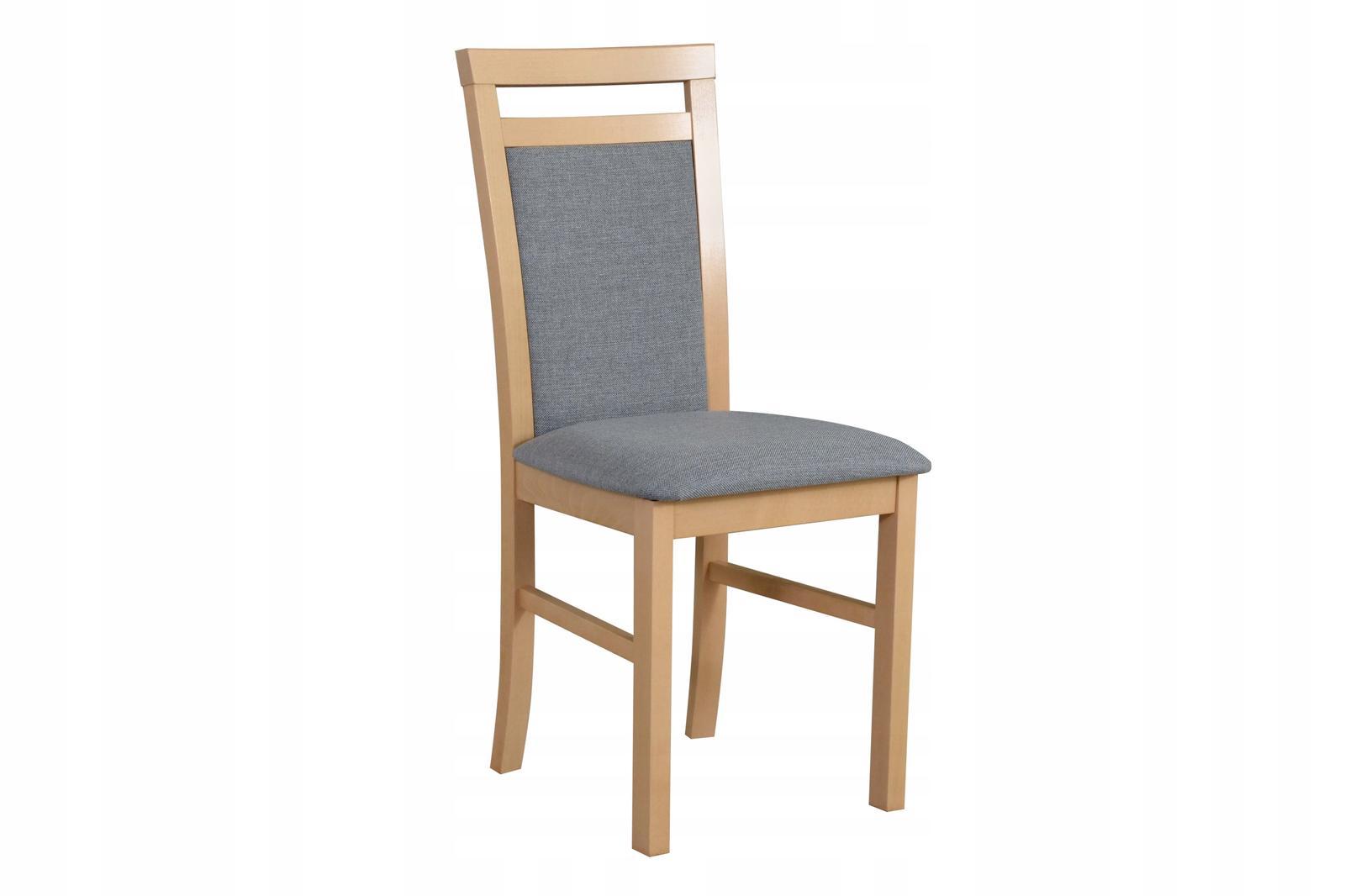 Krzesło M-5 43x93x40 cm drewniane do kuchni salonu białe drewno/szare obicie 4 Full Screen