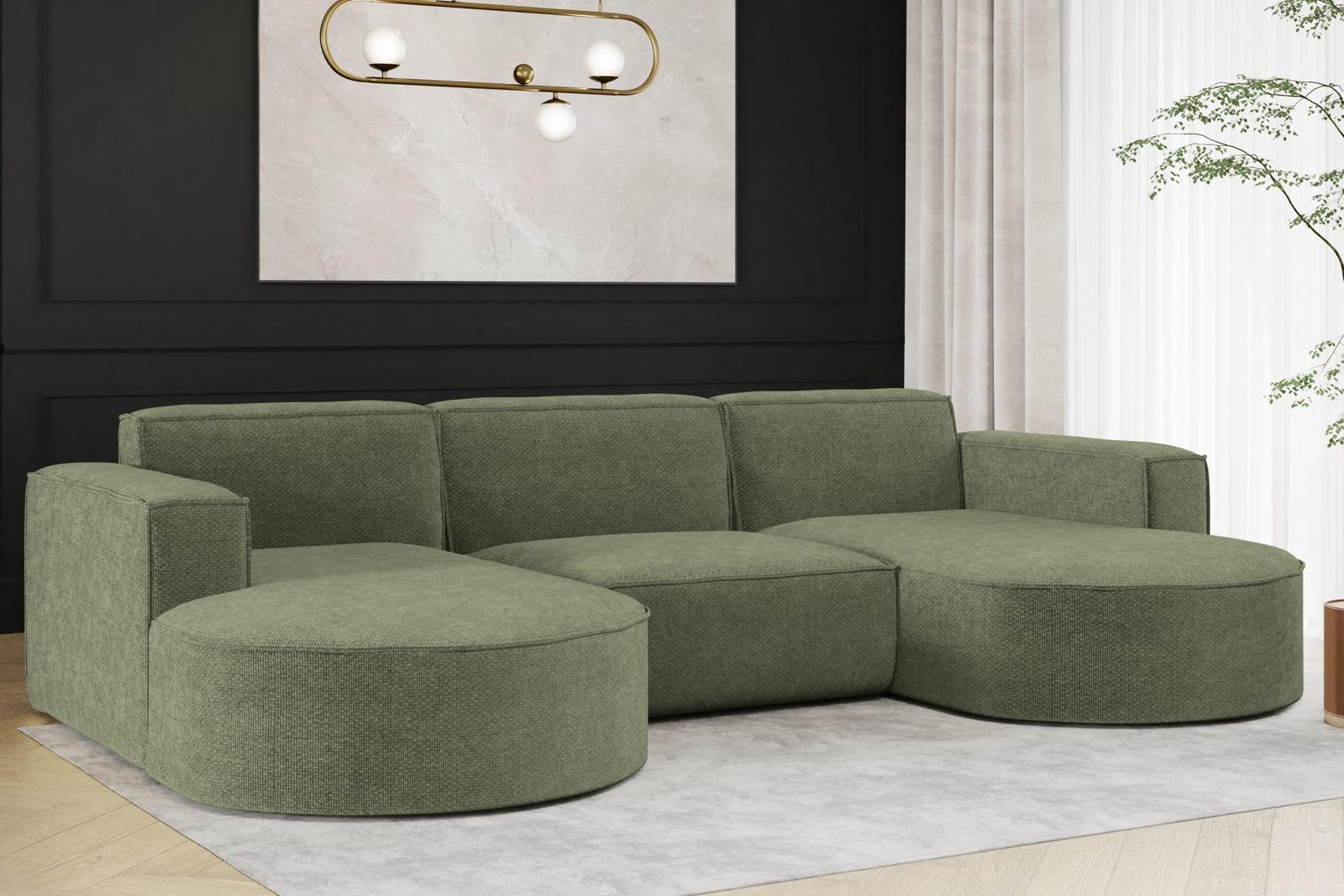 Sofa MODENA STUDIO 299x165x78 cm w kształcie U bez funkcji spania do salonu NORDIC oliwkowa nr. 2