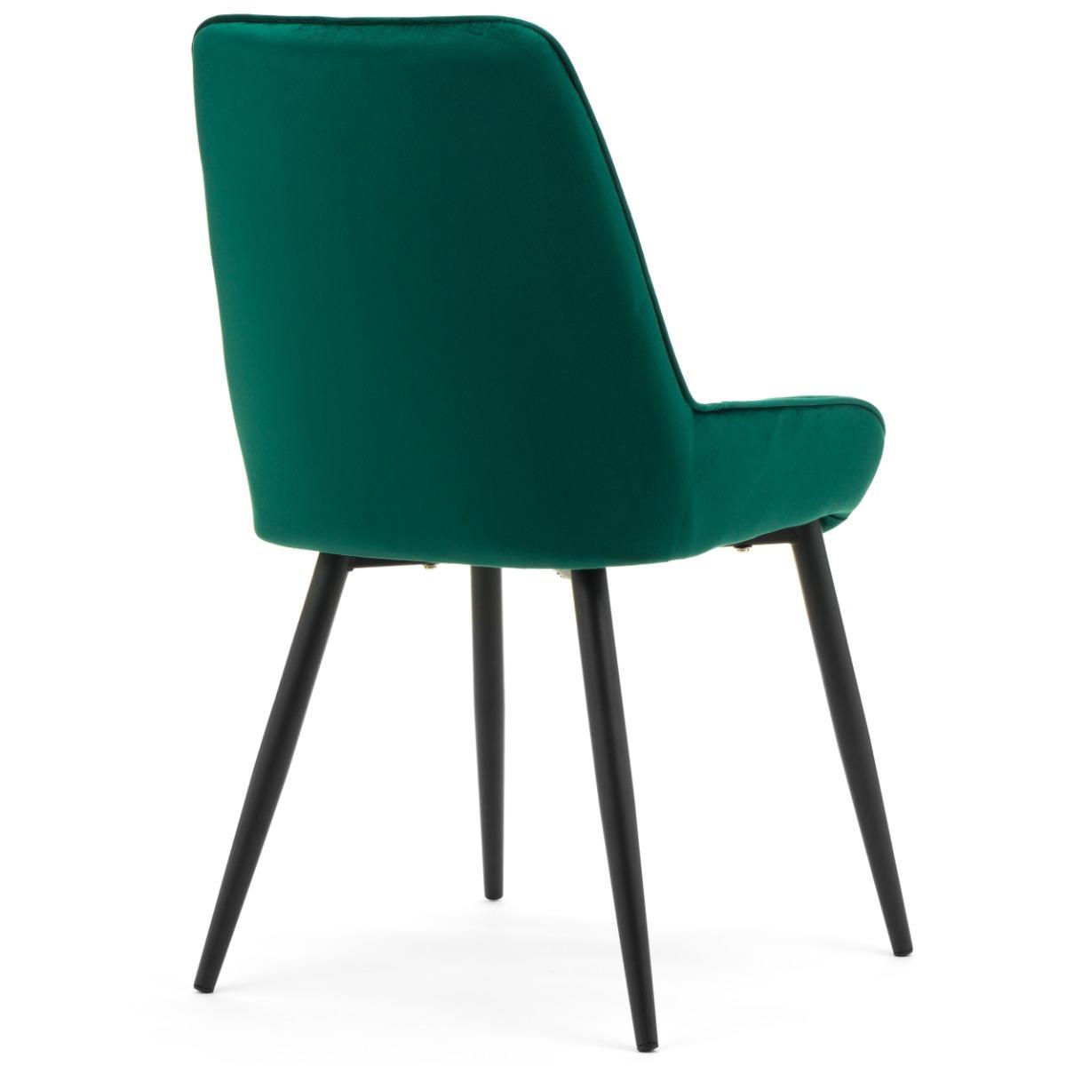 Krzesło LUCA zielone tapicerowane welurem czarne nóżki do jadalni lub salonu 7 Full Screen