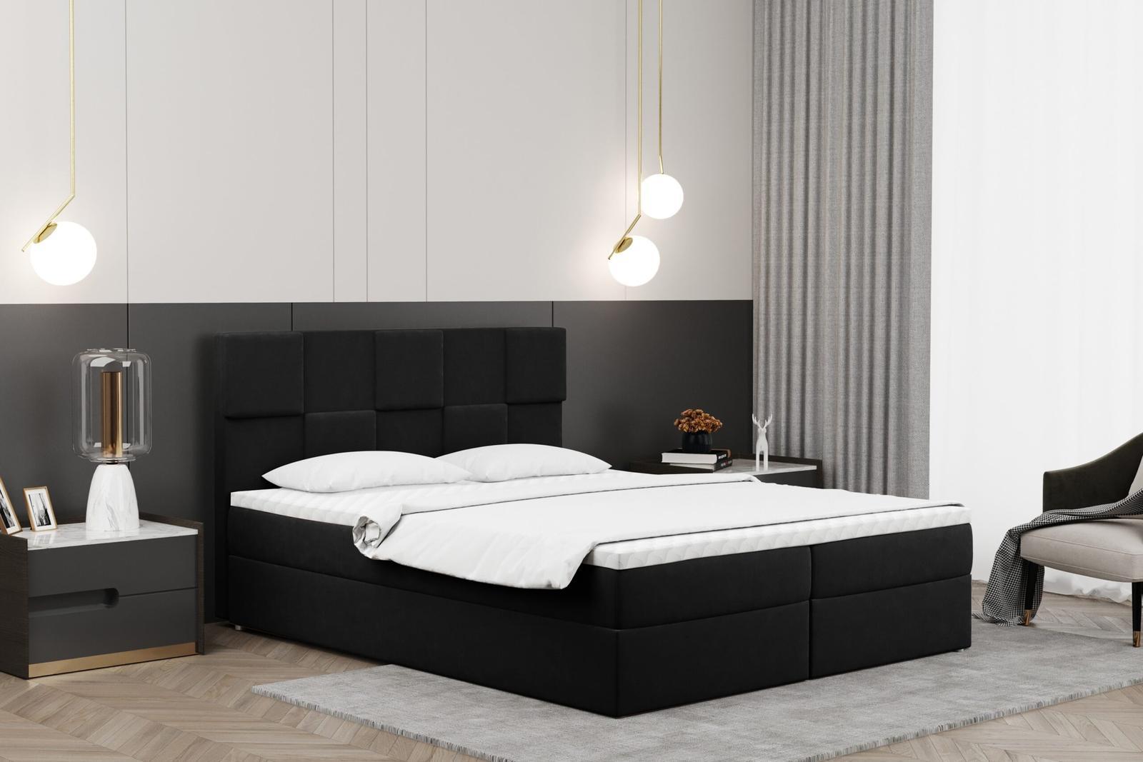 Łóżko CLARA 180x200 cm z funkcją przechowywania i materacem do sypialni czarne nr. 1