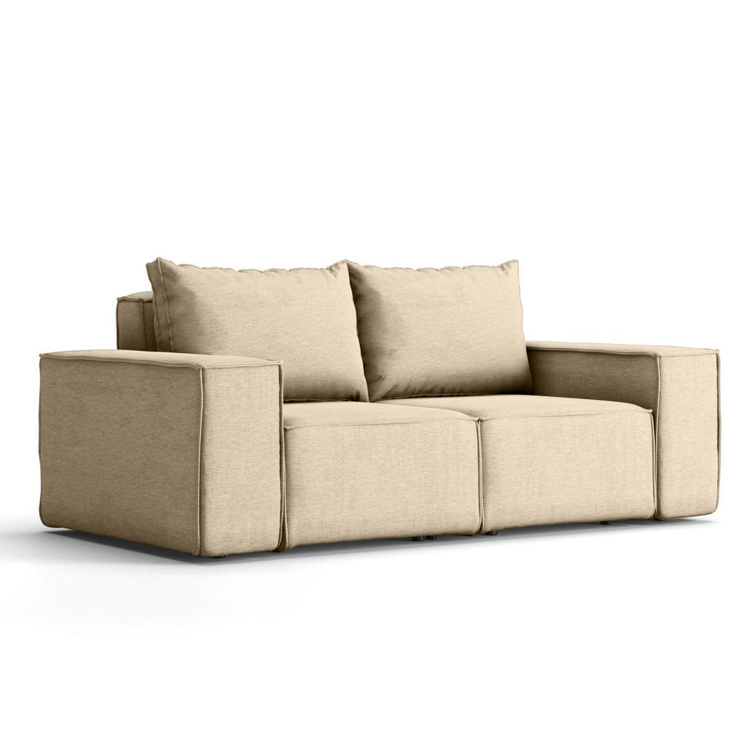 Sofa ogrodowa SONNE 180x73x88 cm dwuosobowa wodoodporna UV + 2 poduszki na taras do ogrodu ecru 0 Full Screen