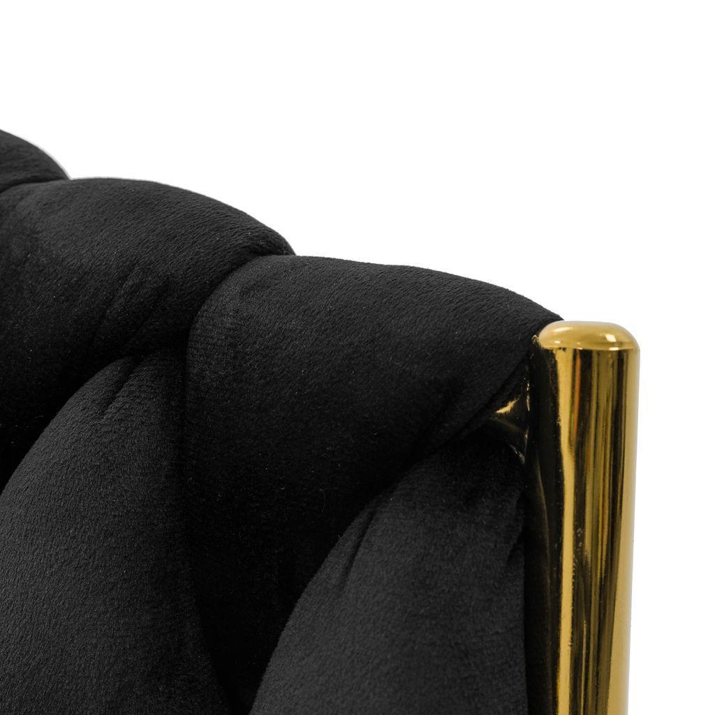 Krzesło tapicerowane z przeplatanym oparciem ROSA GOLD czarne złote nóżki do jadalni salonu 6 Full Screen