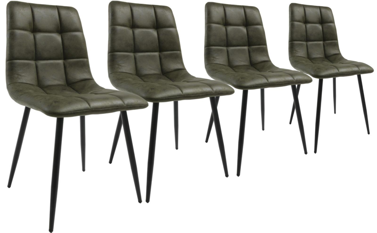 Zestaw krzeseł DEVER TAUPE 43x88x55 cm krzesło do jadalni salonu zielony czarne nogi nr. 1