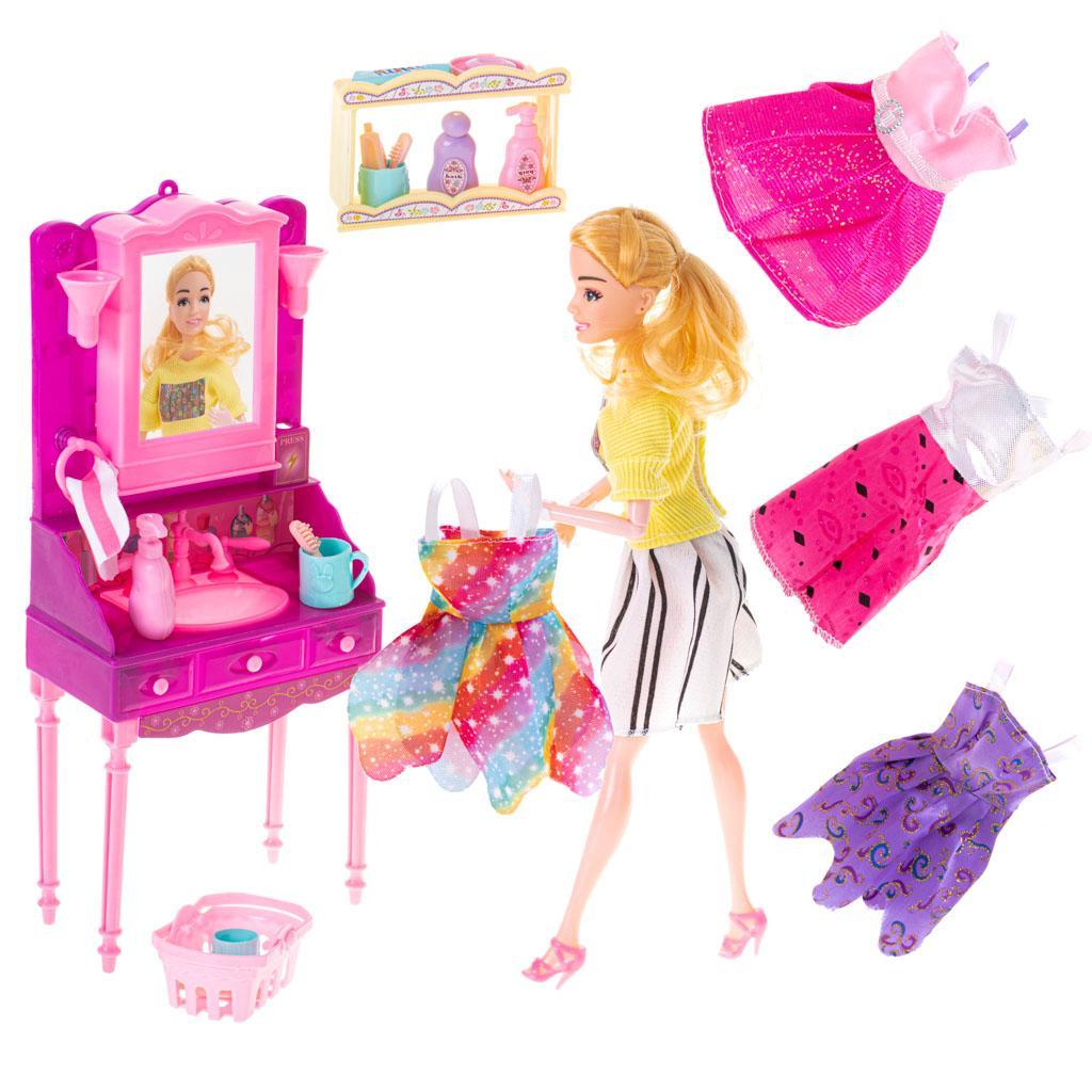 Lalka barbie stylistka zestaw zabawka dla dziewczynki akcesoria 34x43x8 cm nr. 3